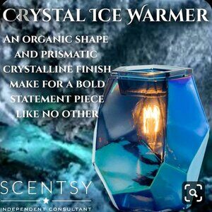 Scentsy Crystal Ice Electric Wax Warmer Blue Iridescent Glass